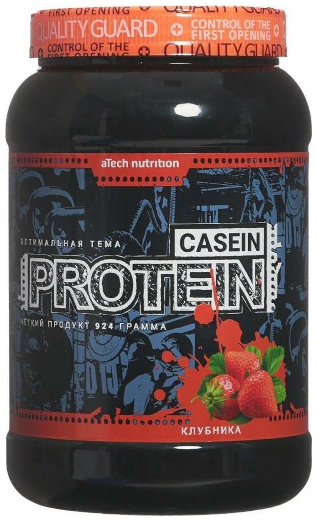 Протеин aTech Nutrition Casein Protein 100%, 924 гр., клубника