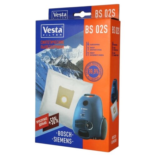 Vesta filter Синтетические пылесборники BS 02S, белый, 4 шт. пылесос bosch bgb 38ba3t