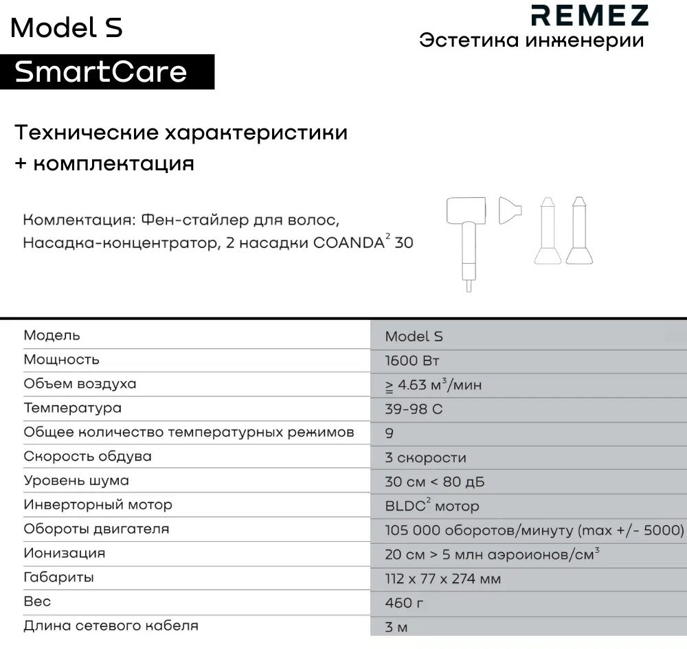 Фен-стайлер для волос профессиональный с насадками REMEZ Model S RMB-707 - фотография № 14