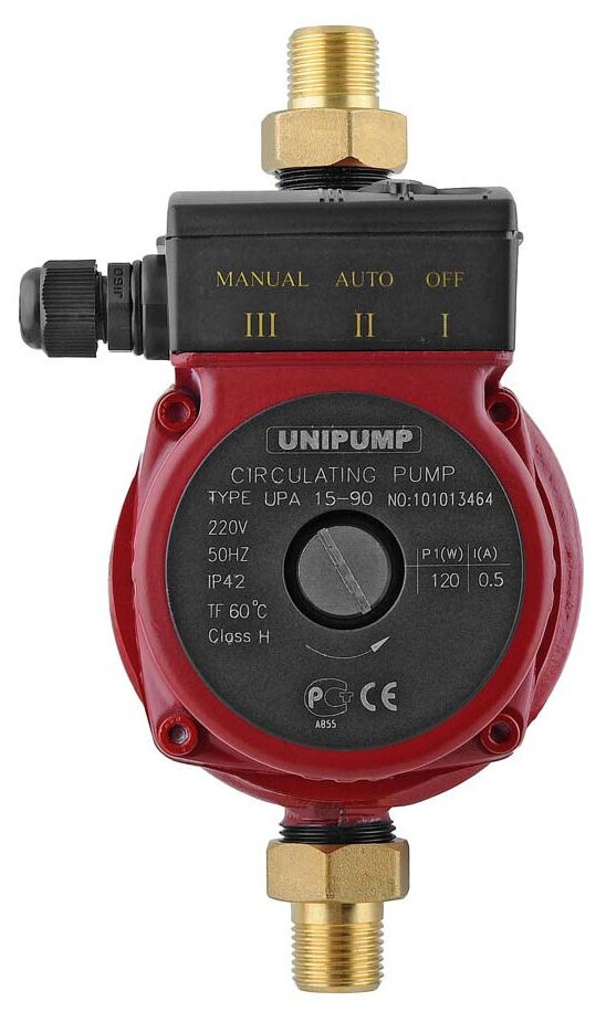 Насос циркуляционный UNIPUMP UPA 15-90 - 195 мм (0,12 кВт, PN6, Hmax 8 м, Qmax 26,6 л/мин, 1х230В)