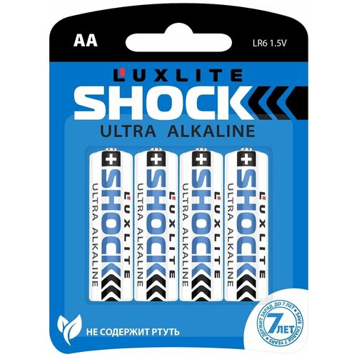 Батарейки Luxlite Shock (BLUE) типа АА - 4 шт., Luxlite 6973,