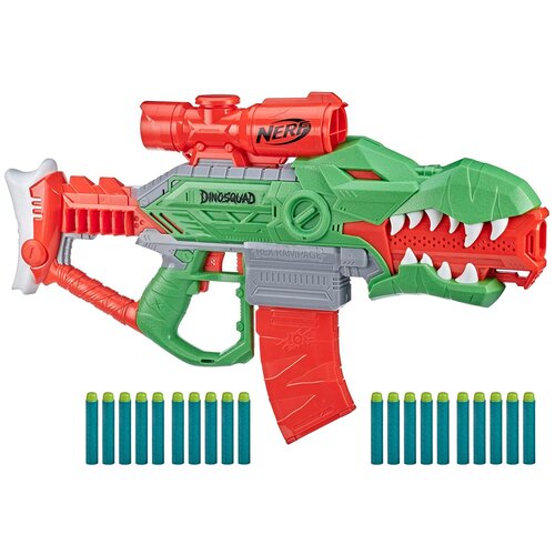 Бластер Nerf Dinosquad Rex-Rampage F0807, 71 см, зеленый/оранжевый hasbro бластер nerf зомби страйк переворот hasbro a9603eu4