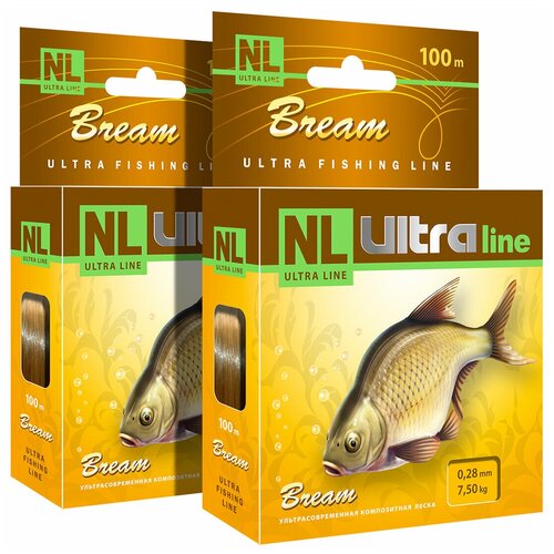 фото Леска nl ultra bream (лещ) набор 2шт по 100m 0,28mm aqua