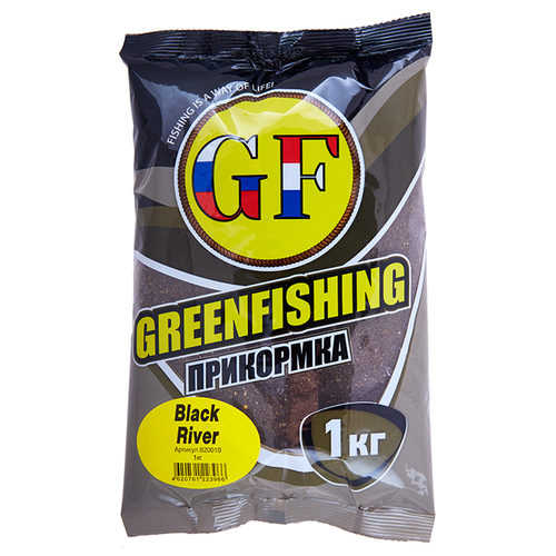 прикормка greenfishing gf black river 1 кг Прикормка GF Black River, 1000 г, 1000 мл, , аромат кондитерский, сладкий, оригинальный, черный