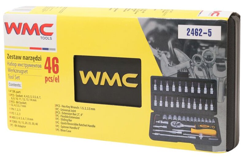 Набор инструмента WMC TOOLS 1/4"DR 46 предметов WMC-2462-5 - фотография № 4