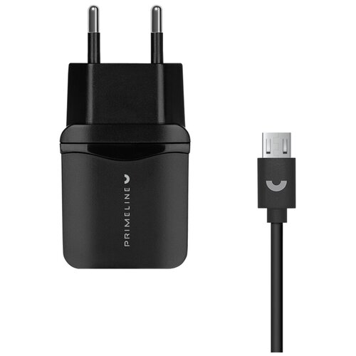 фото Сетевое зарядное устройство 1usb 1a+ кабель microusb, 1.2м, черный, prime line