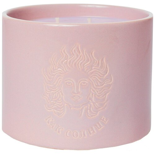 Розовая художественная свеча Луна 550 мл