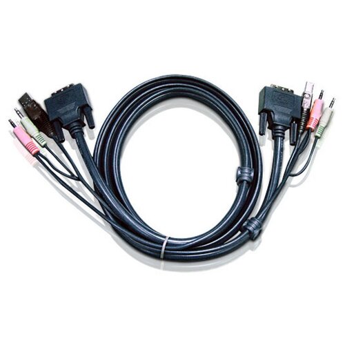 Aten Кабель KVM USB(тип А Male)+DVI-D(Male)2хАудио(Male) USB(тип B Male)+DVI-D(Male)+2хАудио(Male) 3м., черный. ATEN 2L-7D03UD