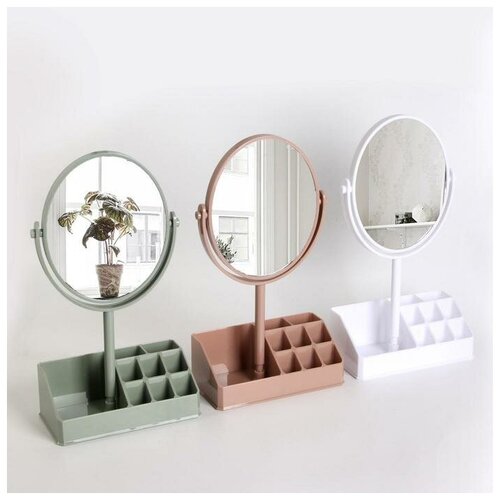 фото Зеркало на ножке, двустороннее, с увеличением, зеркальная поверхность 13 × 16 см, микс сима-ленд