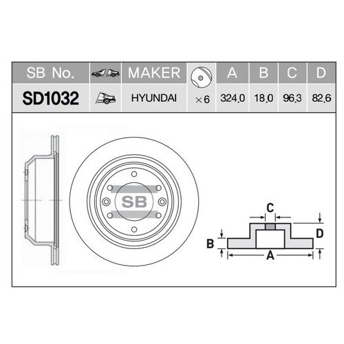 фото Диск тормозной задний (производитель: sangsin sd1032) sangsin brake