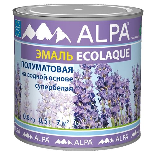 Эмаль Alpa Ecolaque полуматовая белая 2,5л