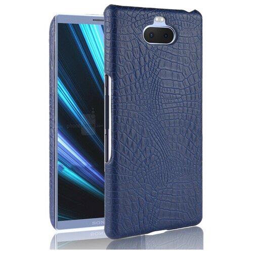 фото Чехол-панель mypads для sony xperia 10 plus тонкий задний бампер на пластиковой основе с отделкой под кожу крокодила синий