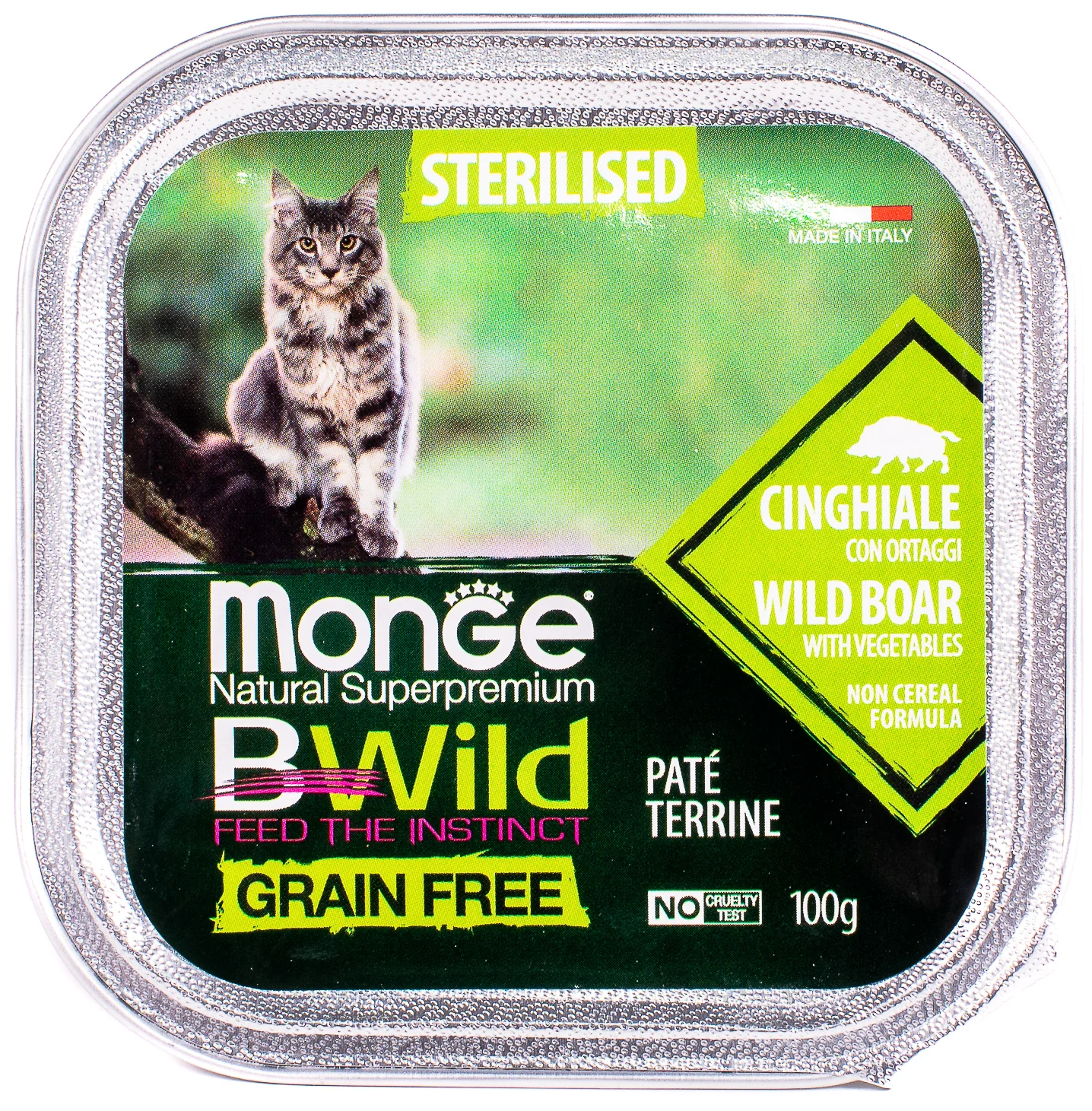 MONGE Cat "Bwild Grain Free" беззерновой из кабана с овощами для стерилизованных кошек 100 г - фотография № 2