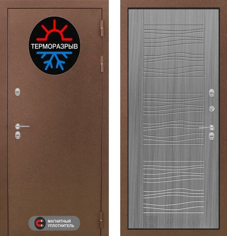 Входная дверь Labirint Термо Магнит 06 "Сандал серый" 880x2050, открывание правое