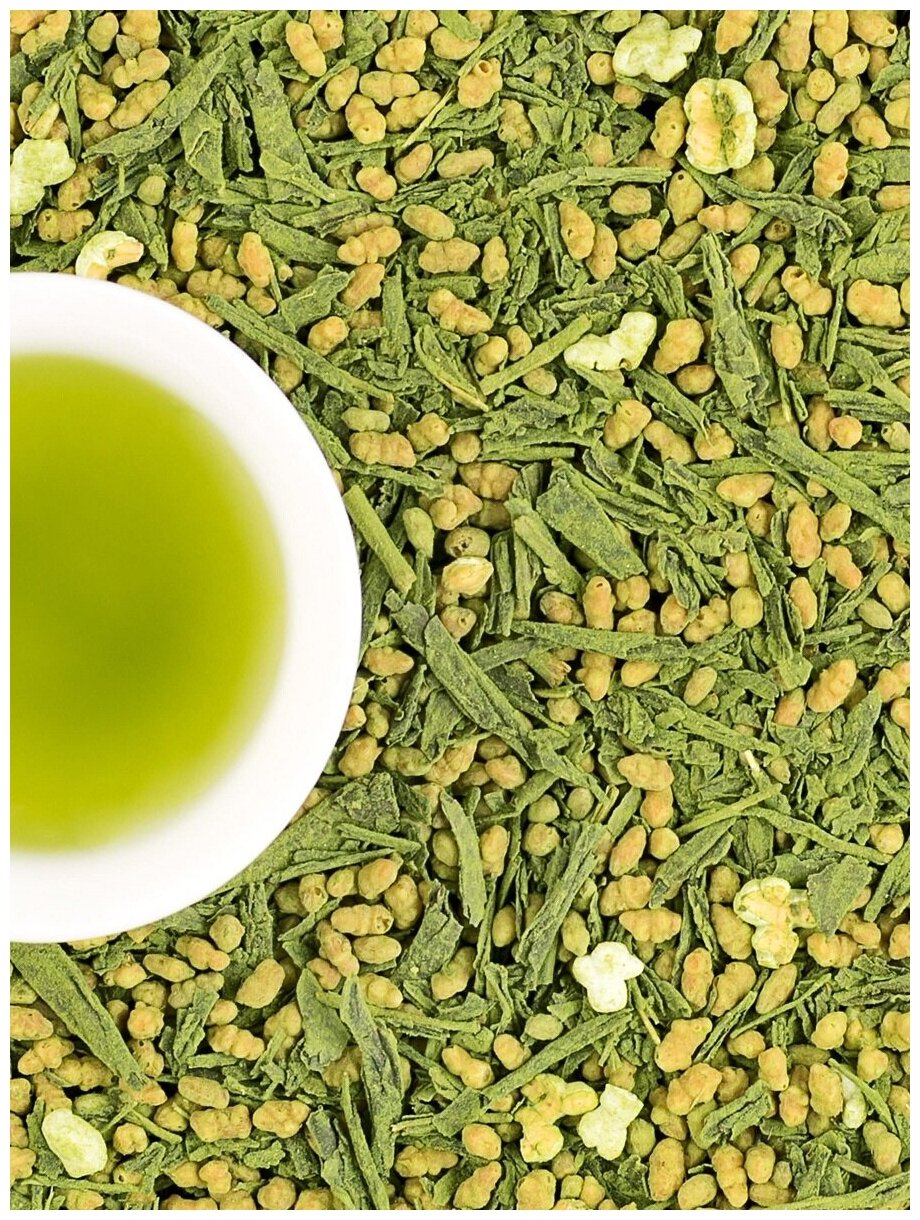 Японский зелёный чай генмайча, ORIGAMI TEA, 50 г зеленый чай сенча с добавлением матча, чай зеленый рассыпной, чай матча, маття чай, чай зеленый листовой.зелёный с матча. - фотография № 3