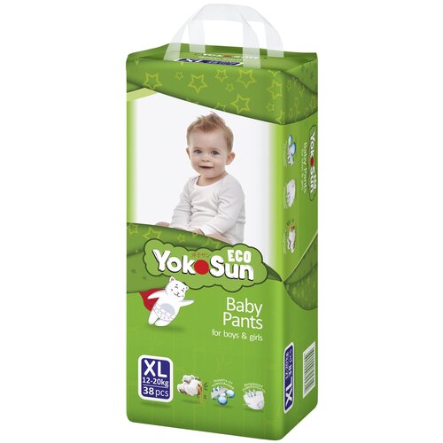 Одноразовые детские подгузники-трусики YokoSun Eco размер XL (12-20 кг), 38 шт.