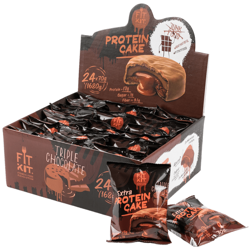 Печенье FITKIT Protein Cake Extra, 1680 г, тройной шоколад печенье fitkit protein cake 1680 г банановый пудинг