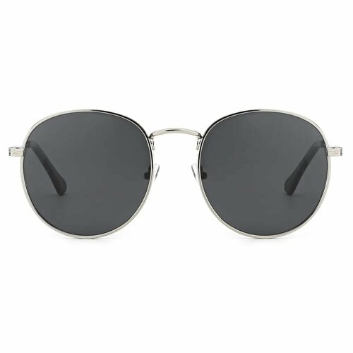 Солнцезащитные очки , круглые, оправа: металл, с защитой от УФ, поляризационные, серый