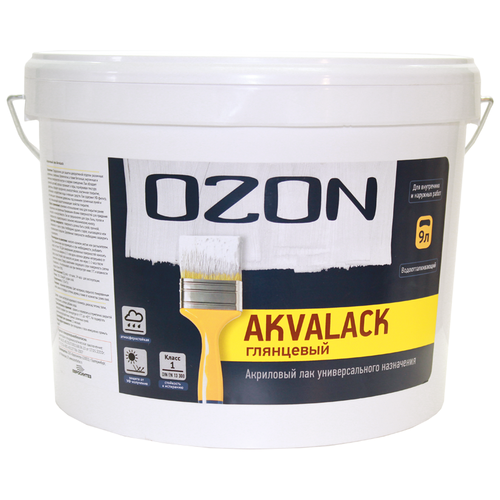 OZON AKVALACK бесцвeтный, полуглянцевая, 9 кг, 9 л ozon финиш лак акриловый бесцветный полуглянцевая 9 кг 9 л