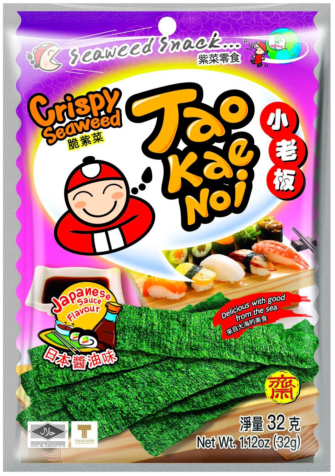 TAO KAE NOI Crispy Seaweed Japanese Sauce Flavour Японский соус 32 грамма