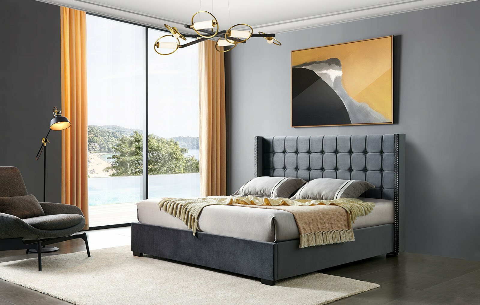 Кровать Vivien 180x200, серый