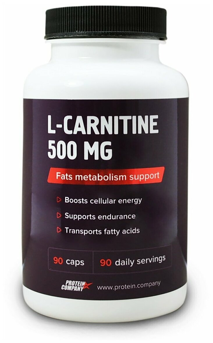 L-Carnitine 500 mg / PROTEIN.COMPANY / L-карнитин / Капсулы / 90 порций / 90 капсул
