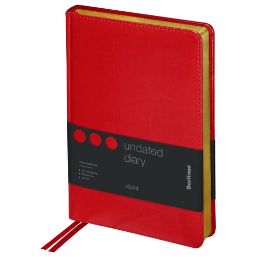 Ежедневник Berlingo xGold недатированный, искусственная кожа, А5, 160 листов, красный, цвет бумаги красный