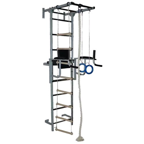 Спортивный комплекс Крепыш Пристенный с брусьями серый