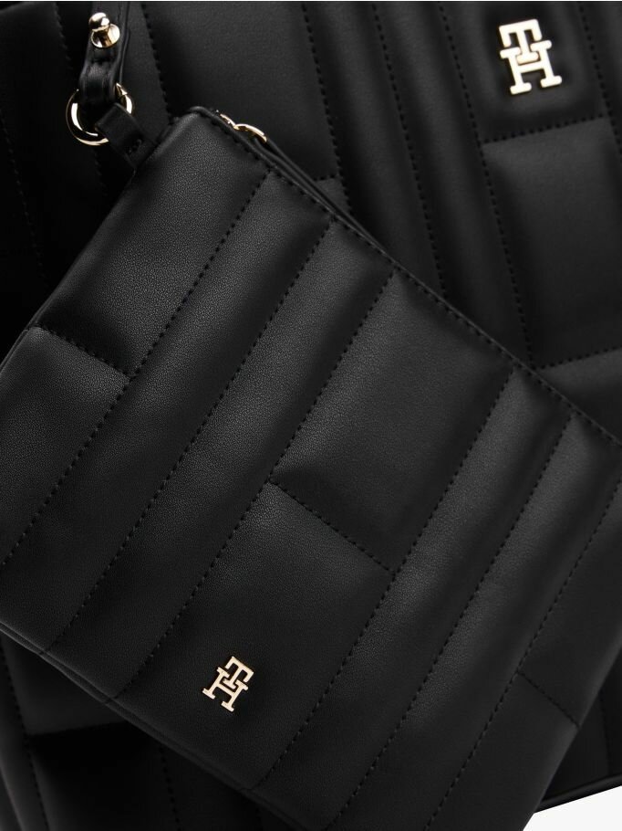 Сумка тоут TOMMY HILFIGER, фактура гладкая, черный — фото 1