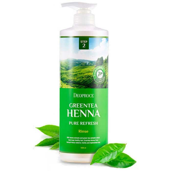 DEOPROCE RINSE - GREENTEA HENNA PURE REFRESH Восстанавливающий бальзам для волос с экстрактом зелёного чая и хной