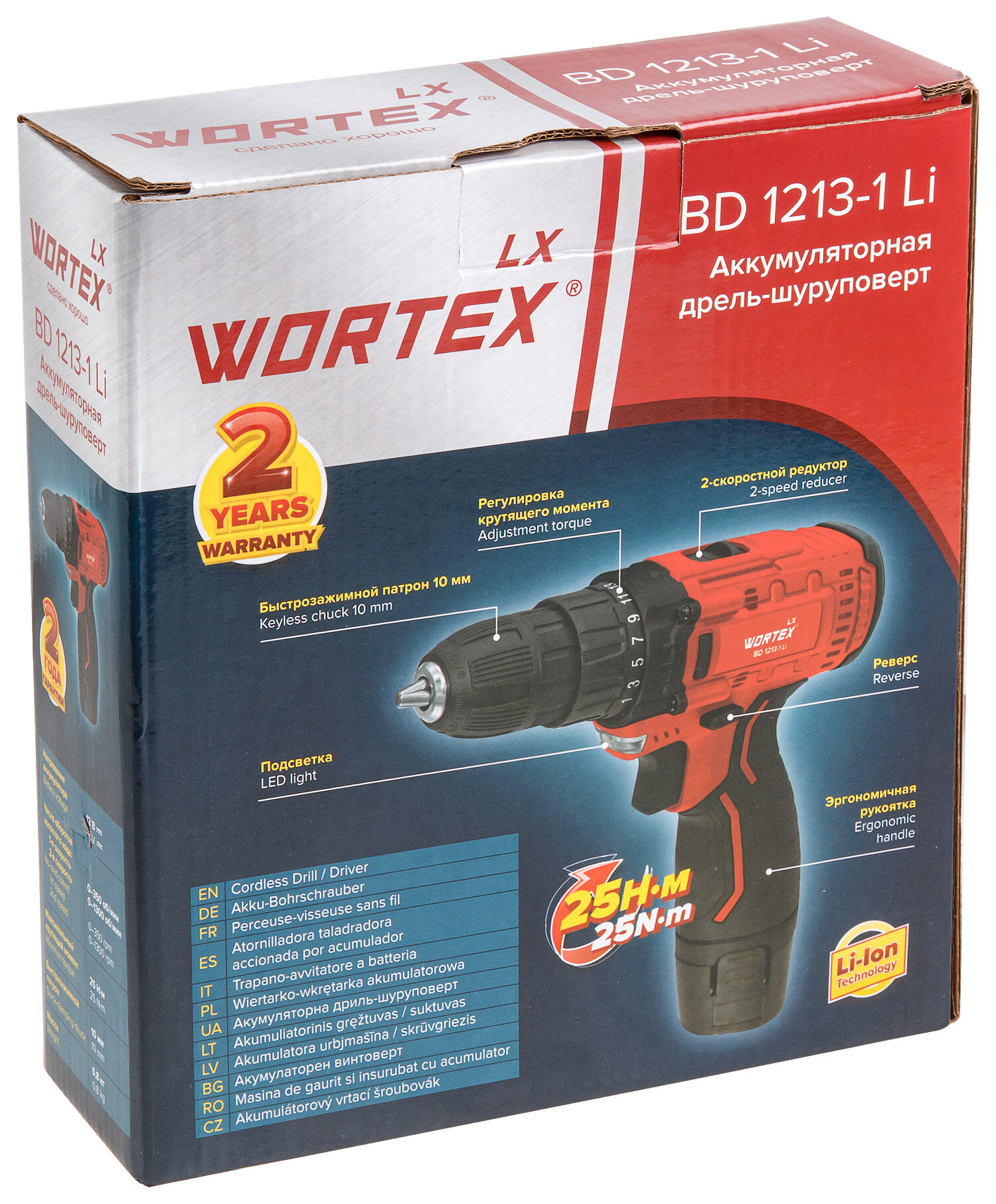 Дрель-шуруповерт аккумуляторная WORTEX LX BD 1213-1 Li (1329350) - фотография № 9