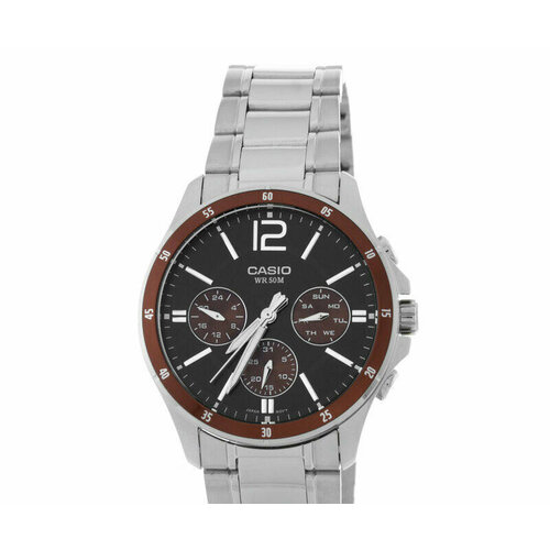 casio stainless steel analog wrist watch mtp 1374d 5avdf Наручные часы CASIO Analog MTP-1374D-5A, серебряный, черный