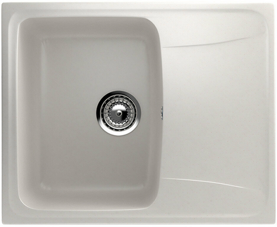 Каменная мойка для кухни врезная SURAGRAN S-26, 580*470мм, прямоугольная, цвет белый/Раковина для кухни