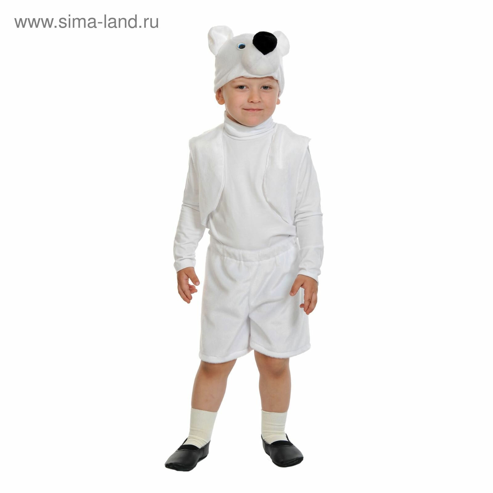 Карнавальный костюм «Белый мишка», плюш-лайт, жилет, шорты, маска, рост 92-116 см