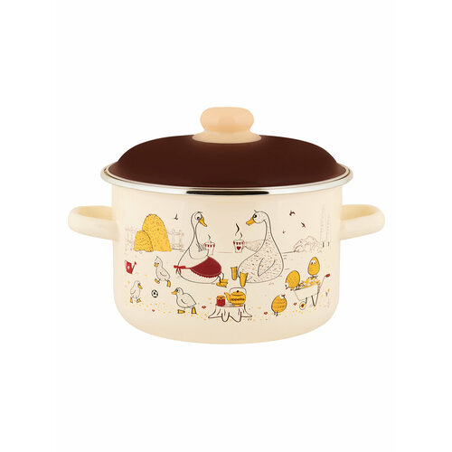 Эмалированная кастрюля с крышкой 4 л