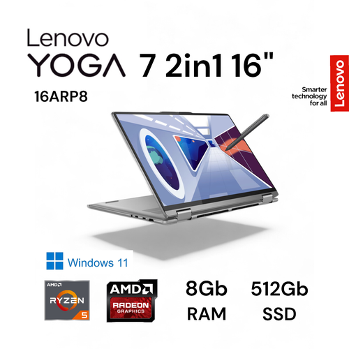 Трансформер сенcорный Lenovo Yoga 7 16 Ryzen 5 7535U 8ГБ 512ГБ Windows 11 ноутбук для работы 100000₽