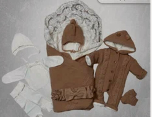 Изображение товара Конверт для новорожденных на выписку вязаный зимний в роддом уголок и нательное бельё осень зима