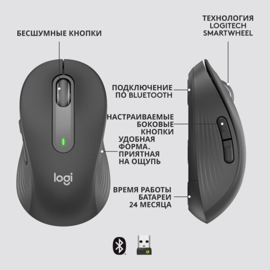 Мышь беспроводная Logitech Signature M650 L Graphite (910-006388) — фото 1