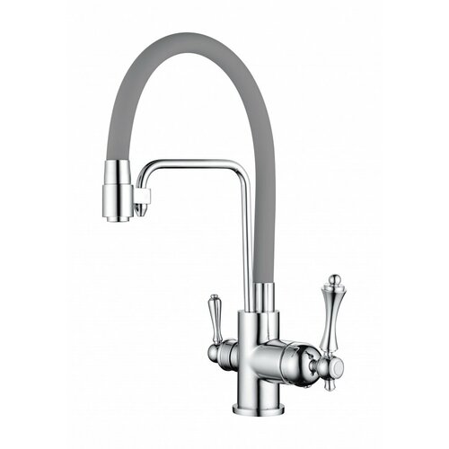 фото Кухонный кран с гибким изливом и под. фильтр ganzer gz77025-h серый