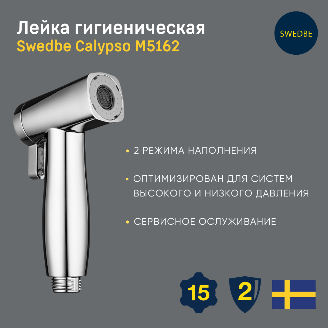 Лейка гигиеническая 2 режима Swedbe хром