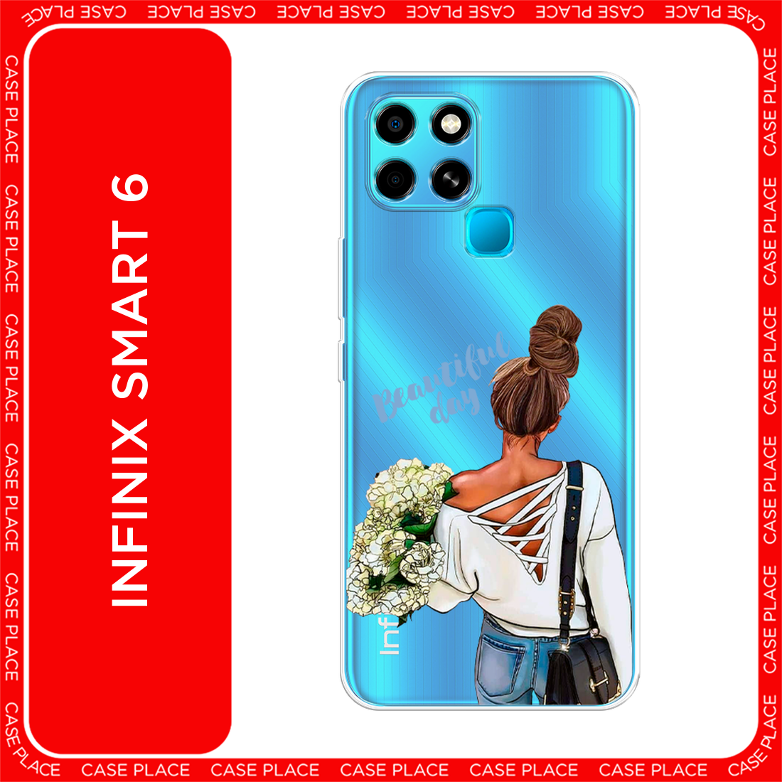 Чехол на Infinix Smart 6 / Инфиникс Смарт 6 с принтом Beautiful day vector, прозрачный