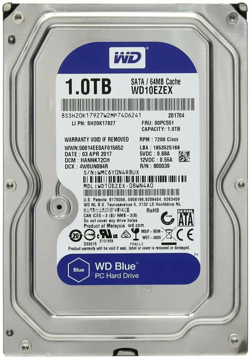 Жесткий диск Western Digital WD Blue 1 ТБ WD10EZEX