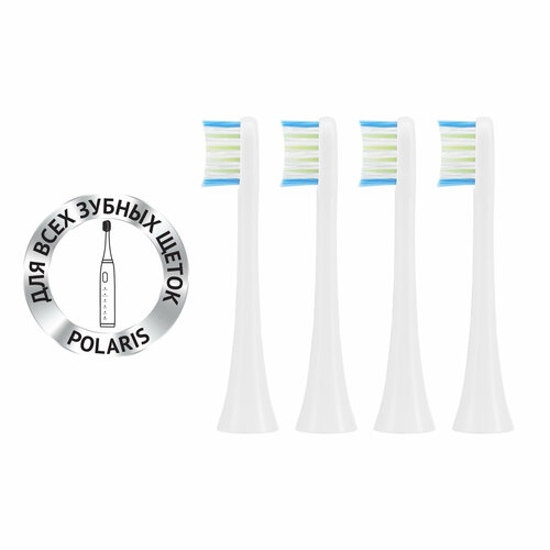 Комплект насадок Polaris TBH 0105 M Белый, средней жесткости, для зубных щеток, 4 шт.