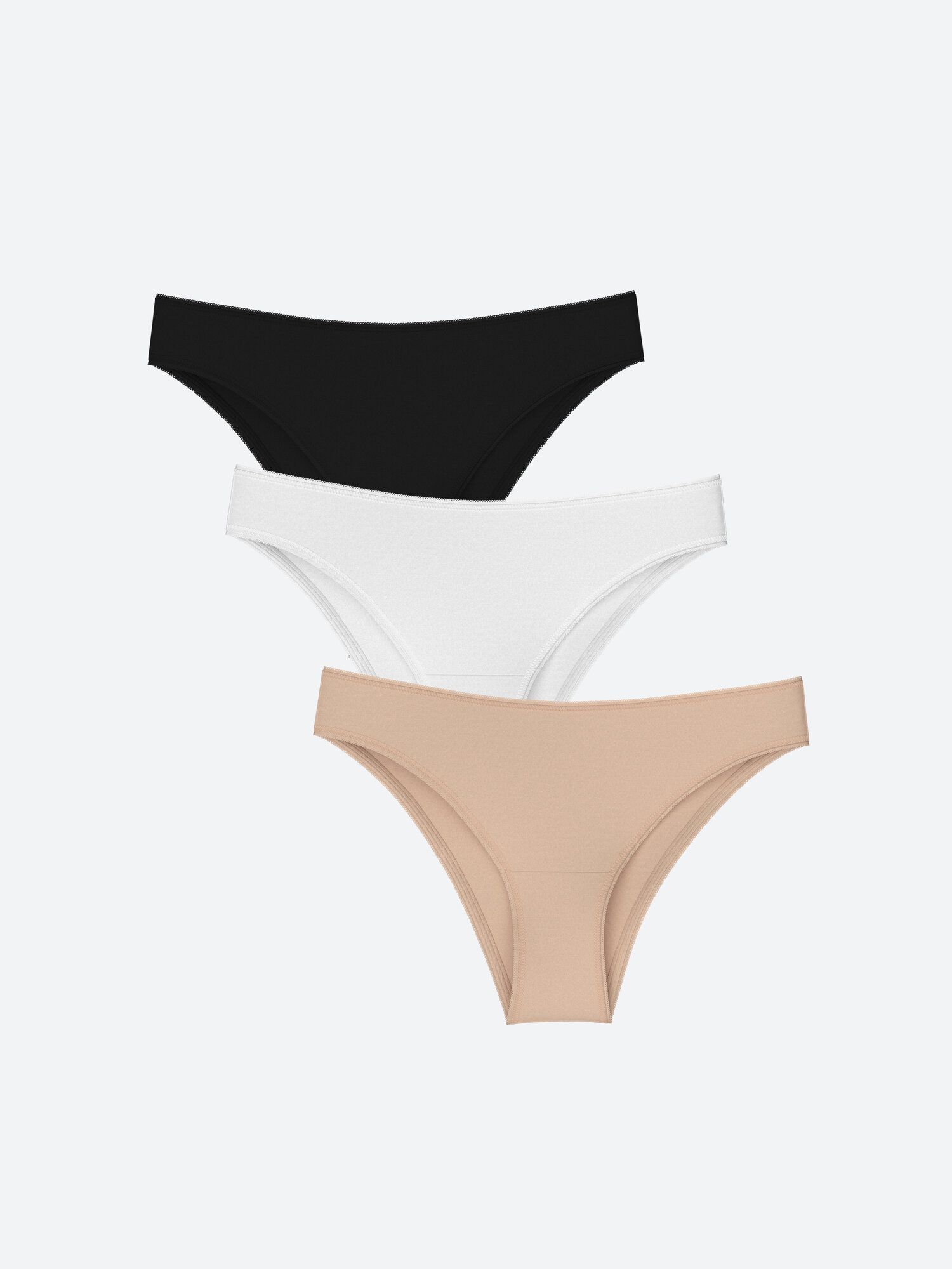 Трусы LC Waikiki, комплект из 3 шт., размер L, белый, черный, бежевый