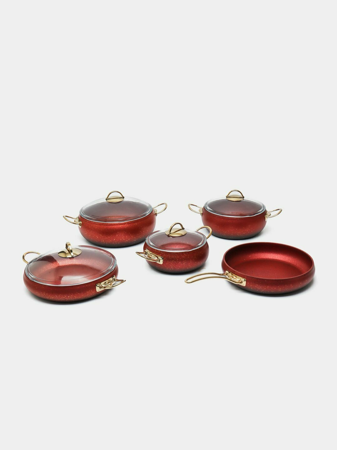 Набор кастрюль и сковородок O.M.S. Collection, алюминий, 3024, Алый