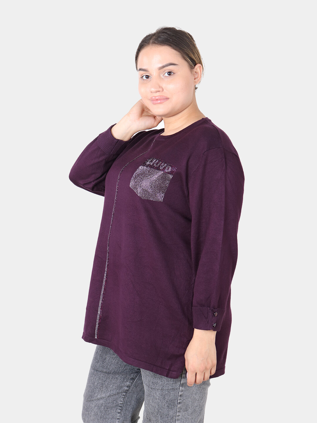 Свитер размер 54, , темно-бордовый — фото 1