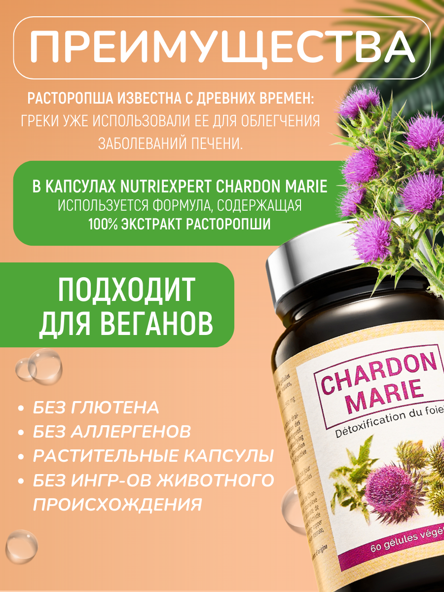 Расторопша капсулы для печени NUTRIEXPERT CHARDON MARIE 60 капсул — фото 1