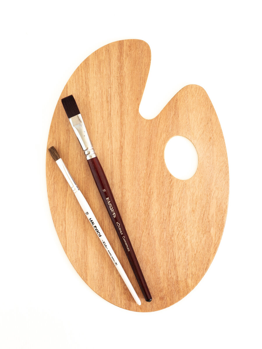 Палитра для красок деревянная Малевичъ овальная 20*30 см, ДВП — фото 1