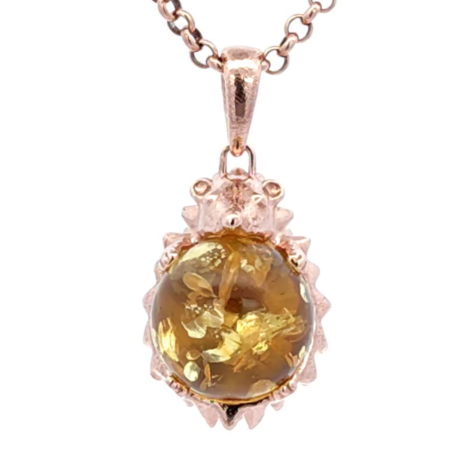 Подвеска Diamant online, серебро, 925 проба, золочение, янтарь, размер 1.7 см., желтый