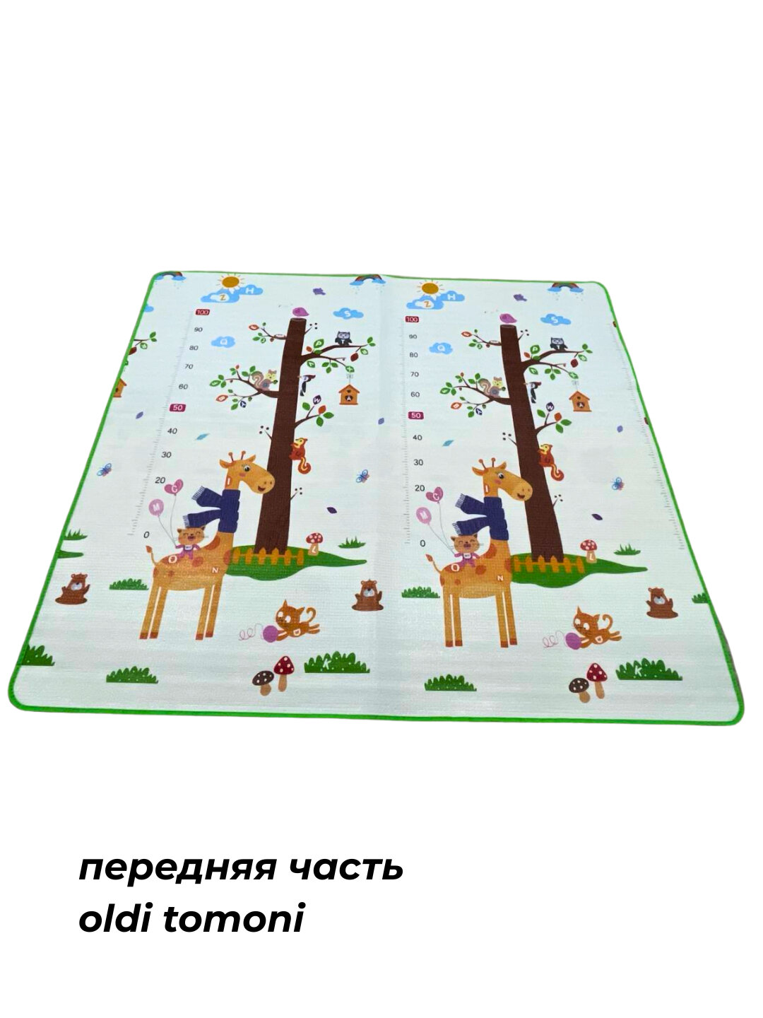 Двусторонний развивающий коврик для детей 200×180 см Алфавит и животные, EPE хлопок — фото 1